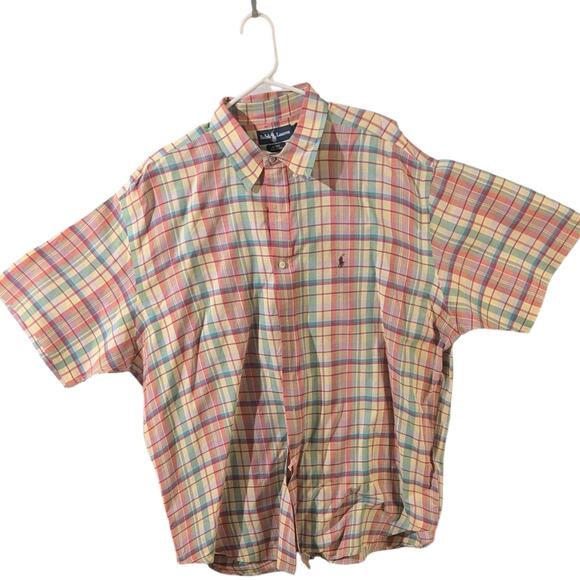 Ralph Lauren Blake Cotton Plaid Mens XXL Short Sleeve Button Down Shirt Pony - Picture 5 of 6